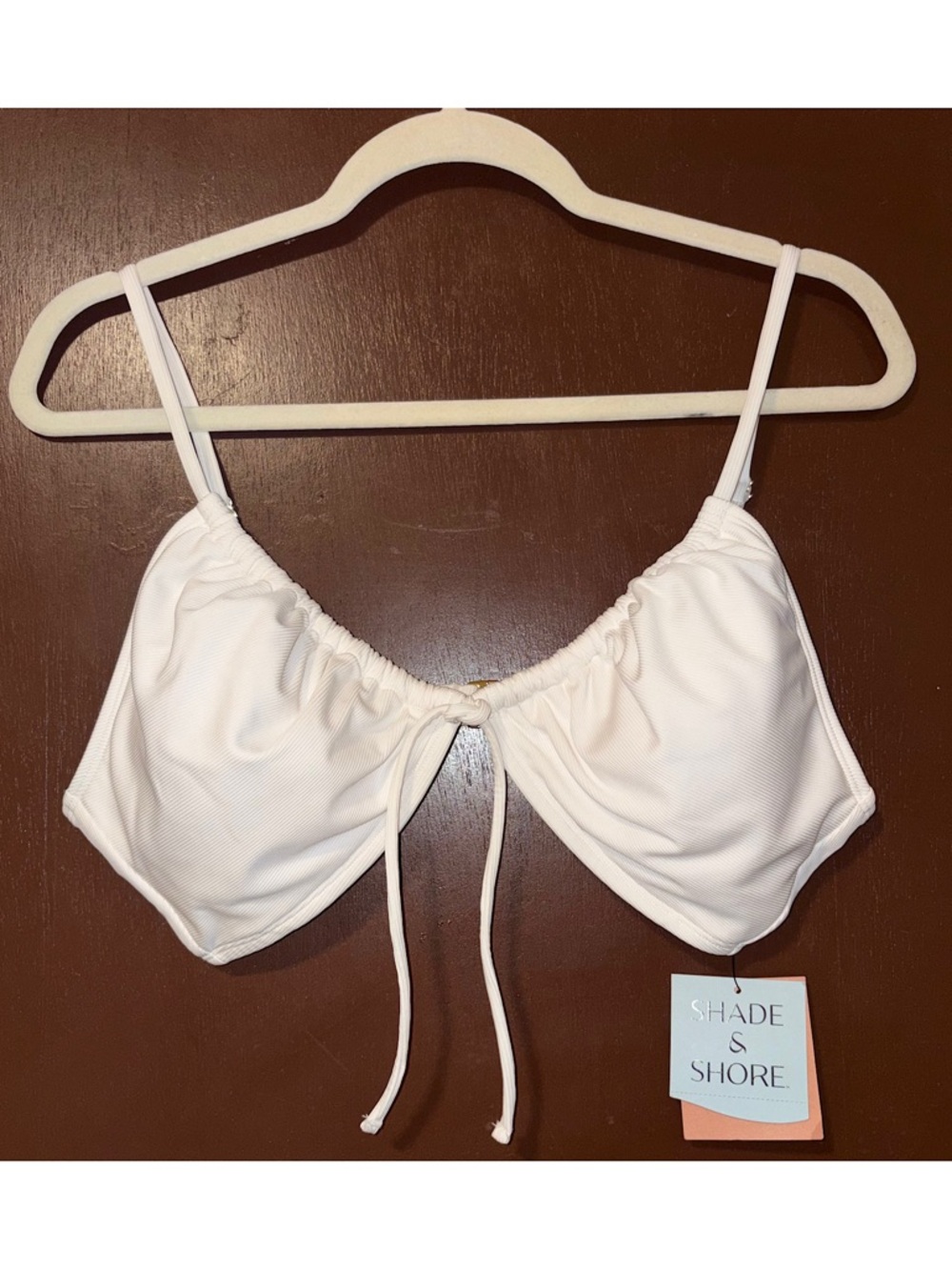 Shade & Shore Ruched Bikini Top (Off White - XL)